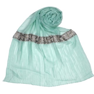 Designer lace crush stole - Mint Green